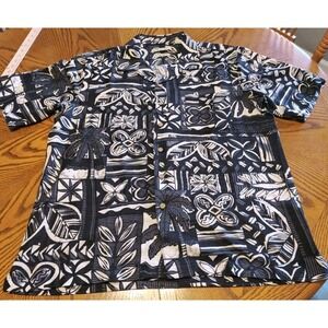 Batik Bay 100% Washable Silk button-up shirt Hawaiian Floral men's size L